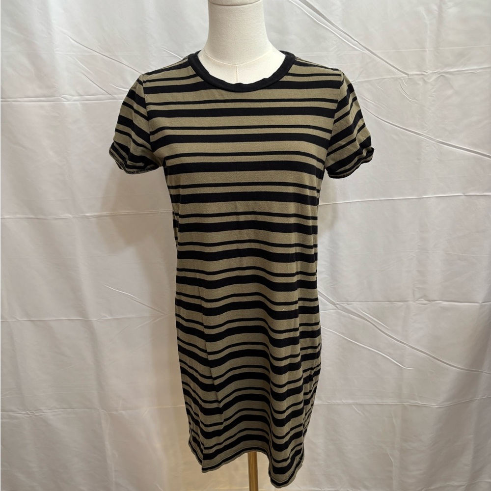 🖤‎ Forever 21 Striped T Shirt Dress Black Tan Casual Small